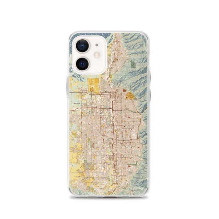 Custom Salt Lake City Utah Map iPhone 12 Phone Case in Woodblock