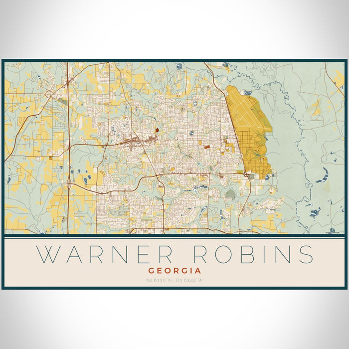 Warner Robins Georgia Map Print In Woodblock — Jace Maps 1009