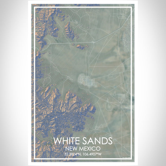 White Sands New Mexico Map Print In Afternoon — Jace Maps 7630