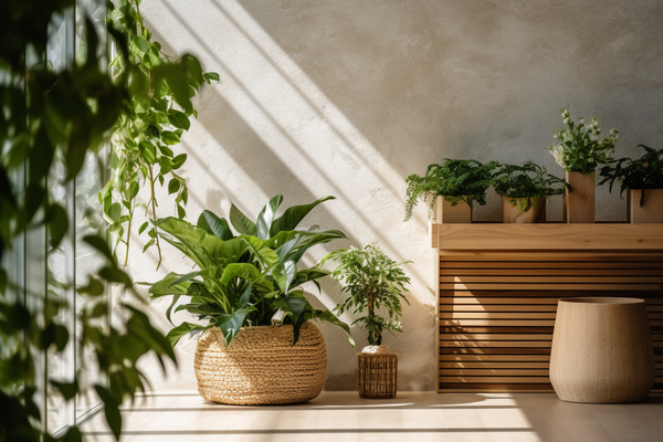 Sustainable Interior Design, indoor home with plants, zen vibe