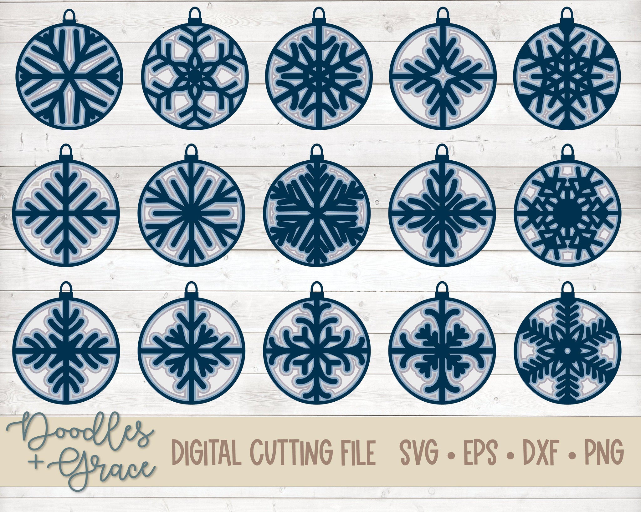 Download 3D Layered Snowflake Ornament SVG Bundle - Doodles and Grace