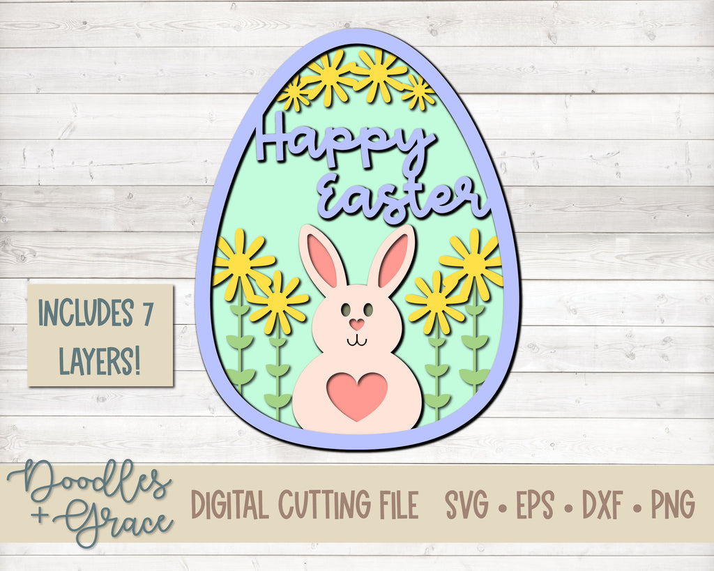 Download 3d Layered Happy Easter Egg Svg Doodles And Grace