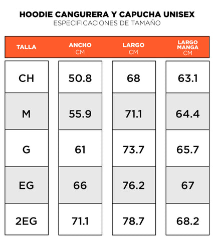 Guía de Tallas Hoodie Unisex | Urban Hangers