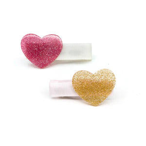 Heart Glitter Clip 2pc Set - Tiny Town Fairhope