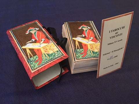 Visconti tarot deck by Meneghello, hand made box, hand cut cards, and limited edition hand-numbered certification card