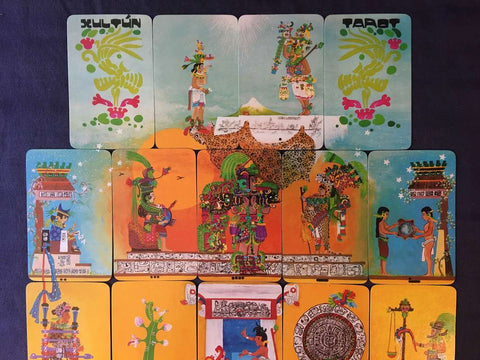 Xultun / Maya Tarot Deck cards lined up together to make an image