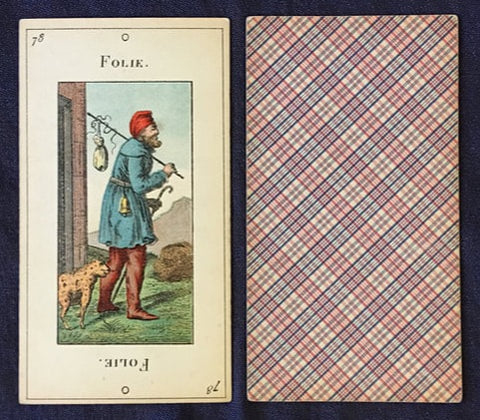 The Fool and the card back of the Etteilla Tarot Deck