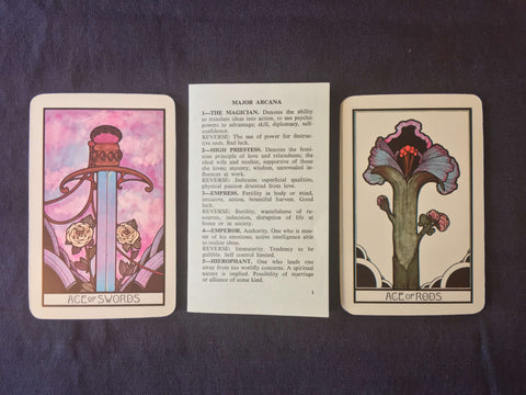 Aquarian Tarot Little White Book and Ace of Swords and Ace of Wands framing it