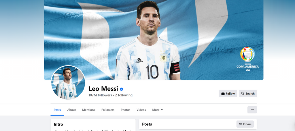 official Facebook page for Lionel Messi