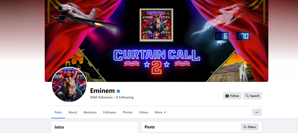 official Facebook page for Eminem