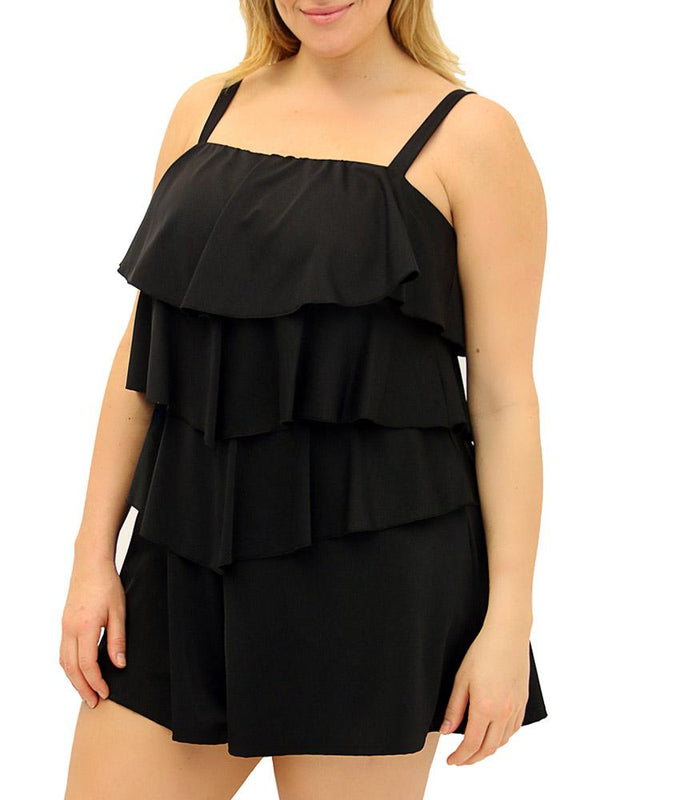 black swim romper