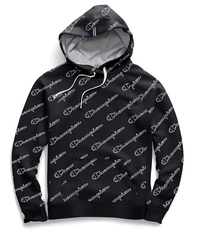 all over script champion hoodie