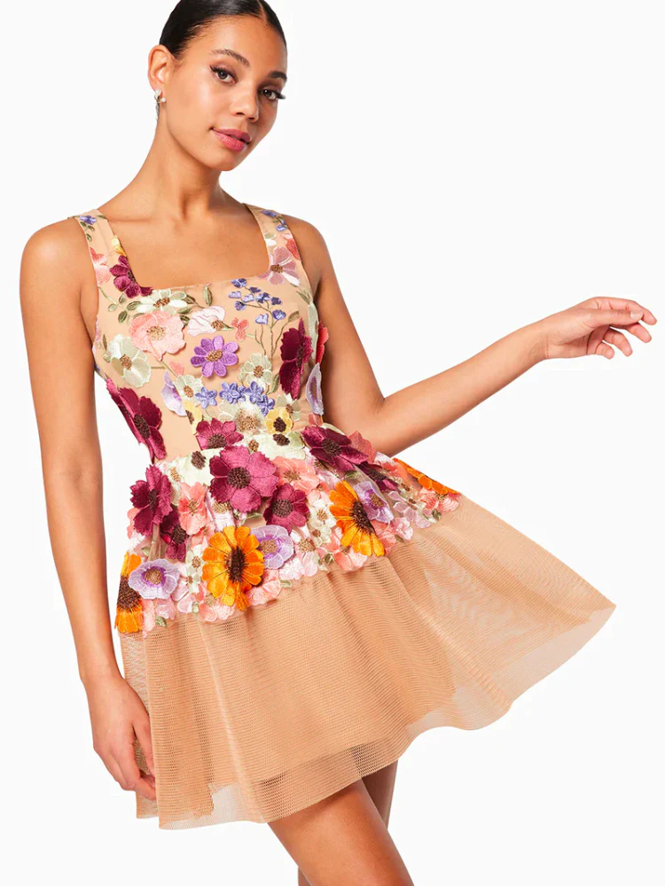 model wearing a floral boutique dress