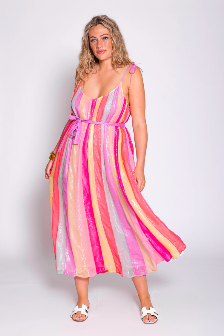 Katie striped midi dress in multicoloured - Staud