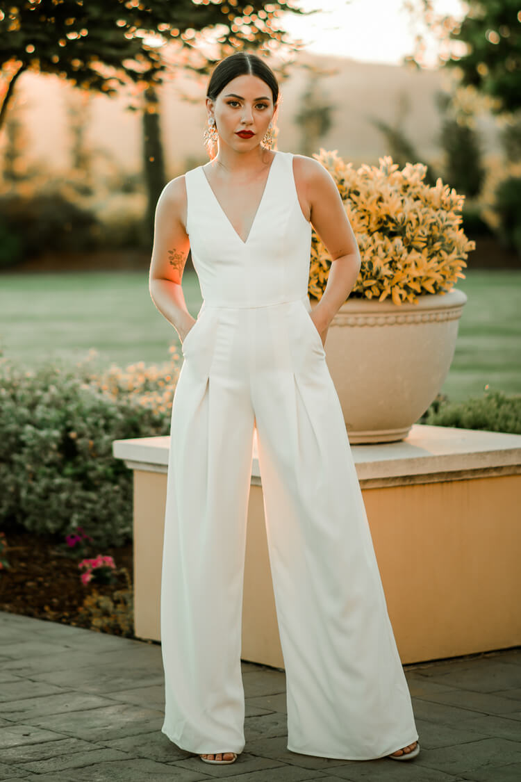 Elyse Sheer Back Jumpsuit - Amsale Bridal - Free Shipping Over $100