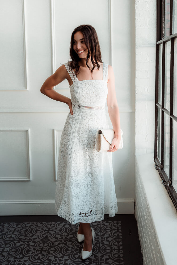 Loralei Broderie Anglaise Lace Midi Dress