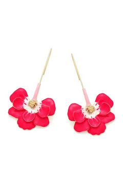 Drop Enamel Flower Earrings