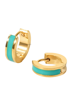 Enamel Center Huggie Earrings