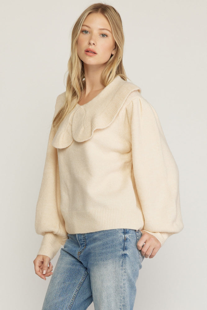 Noelle Oversized Collar Sweater - Case Collection Clothing
