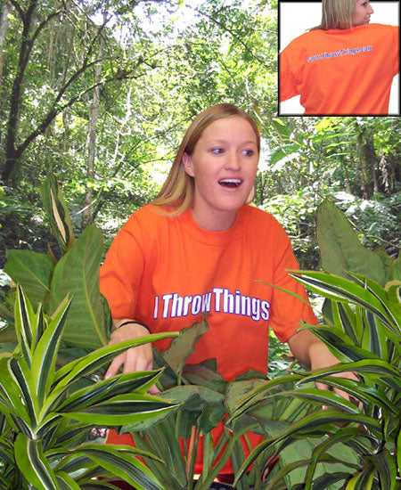 Orange I ThrowThings Large T-Shirt - Out Of Stock