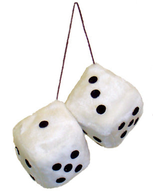White 4" Fuzzy Dice - Out Of Stock