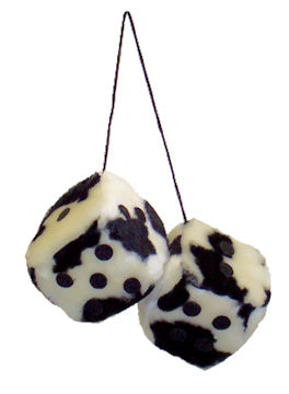 3" Cow Print Fuzzy Dice - Out Of Stock