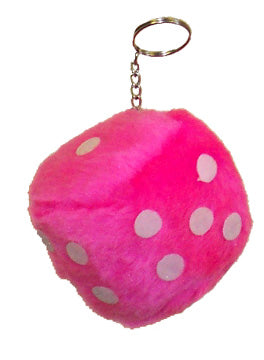 pink dice keychain