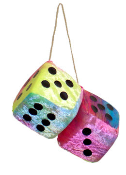 3" Tie Dye Fuzzy Dice - Out Of Stock