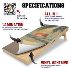USA Cornhole Board Vinyl Wrap Skins Laminated Sticker Set Decal