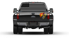 American Flag Black & Gray  Rear Window Perf Graphic Decal