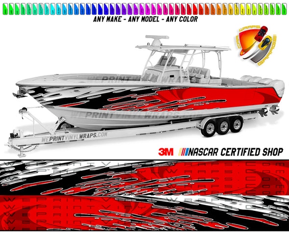 Aqua and Black Splatter Graphic Vinyl Boat Wrap Decal Fishing