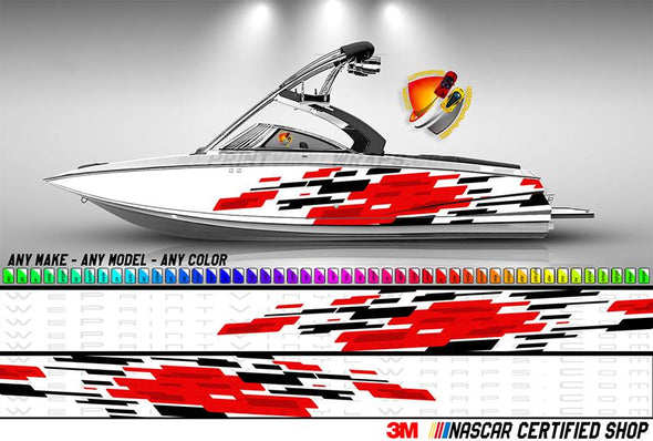 Abstract White Seabass Red Modern Lines Graphic Boat Vinyl Wrap Decal – We  Print Vinyl Wraps