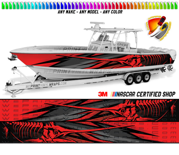 Speckled Trout Fishbones Graphic Vinyl Boat Wrap Decal Sea Doo