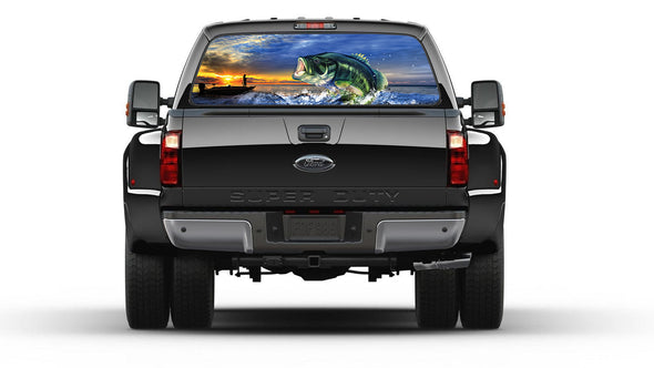 Bass Fishing Lake Sunset Seabass Rear Graphic Window Perf Decal – We Print  Vinyl Wraps