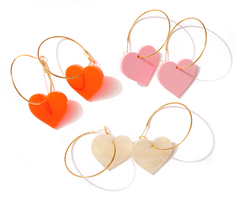 emeldo heart themed earrings