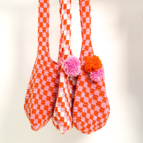 pink & orange crochet bags