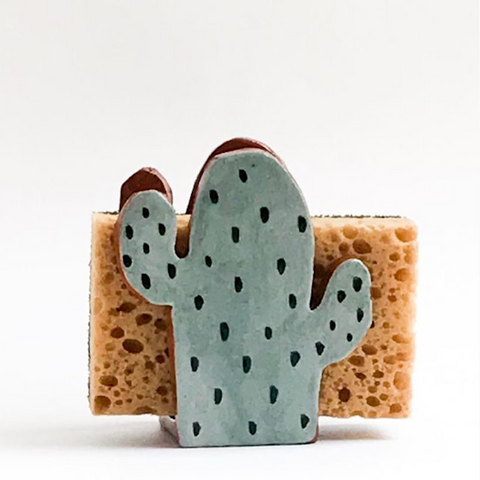 clay cactus, sponge holder