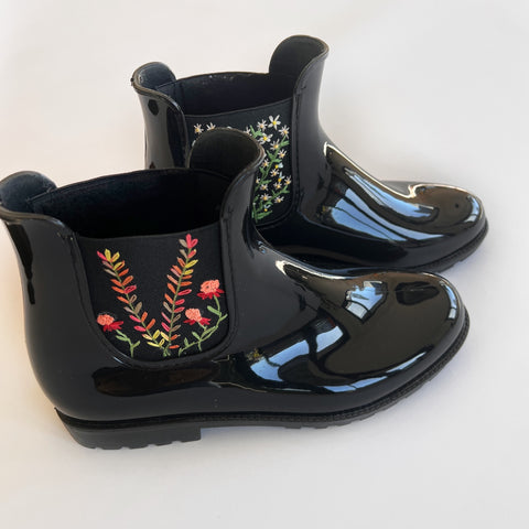 embroidered gumboots