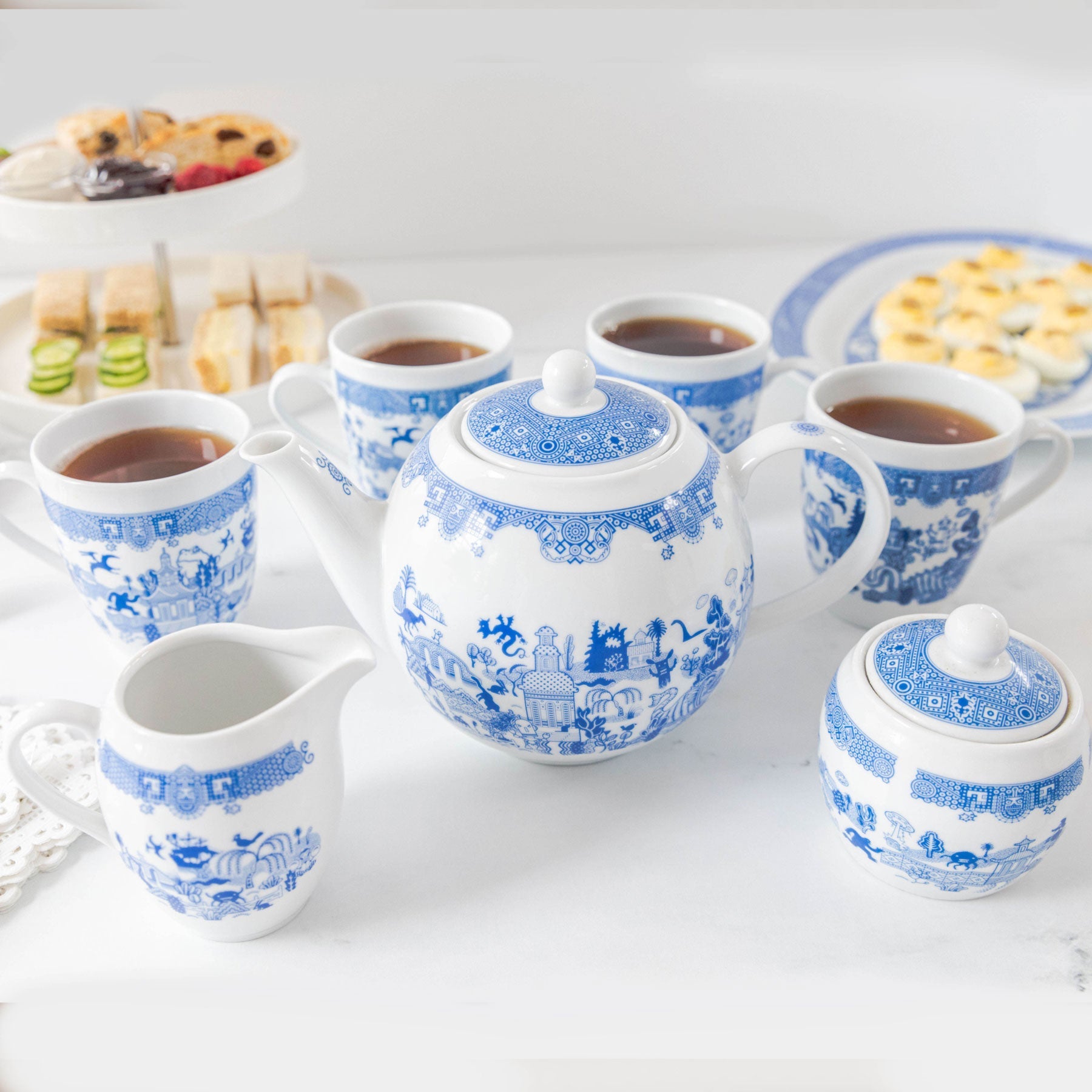 Blue Willow Dishes, Delft Blue, Porcelain Chinaware, Unique Cool Coffee Mugs Calamityware: Things Could Be Worse (Set of 4), Single 12-oz Mug