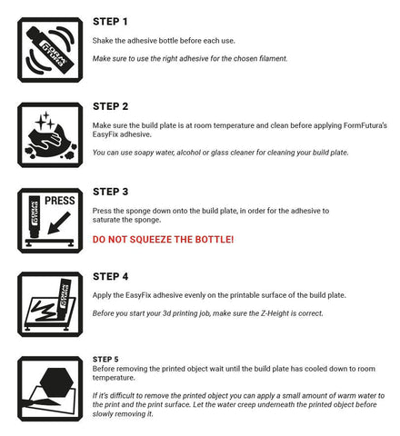 Instructions on how to use Easyfix adhesive