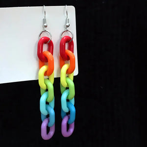 Long Drop Dangle Nepal Rainbow LGBT Earrings - Essential Love Store  - Lgbt Earrings