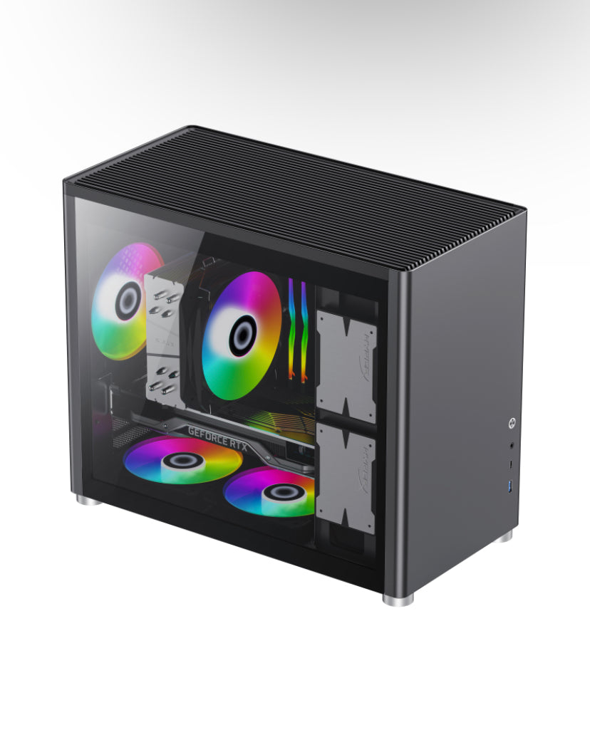 Gamemax Revolt Black USB3.0 Tempered Glass ATX Mid Tower Gaming Computer  Case w/Tempered Glass Panel and 4 x ARGB Dual Ring LED Fan (Pre-Installed)  