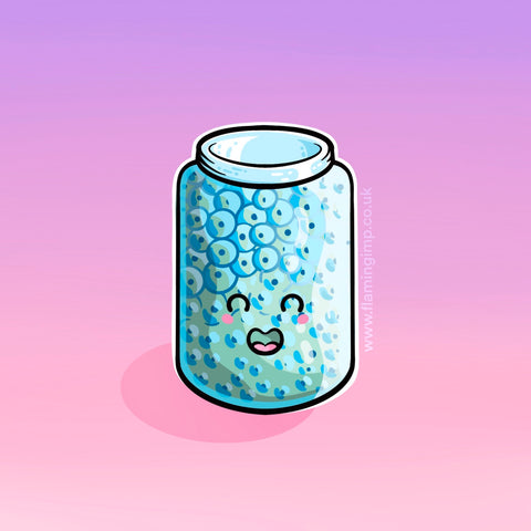 Kawaii cute jar of frogspawn drawing