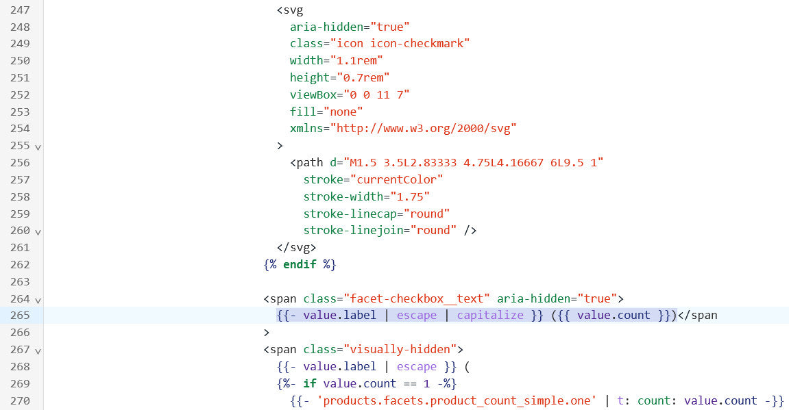 Screenshot showing Shopify theme code