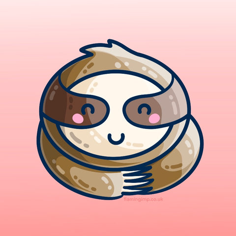 digital drawing of a kawaii cute sloth