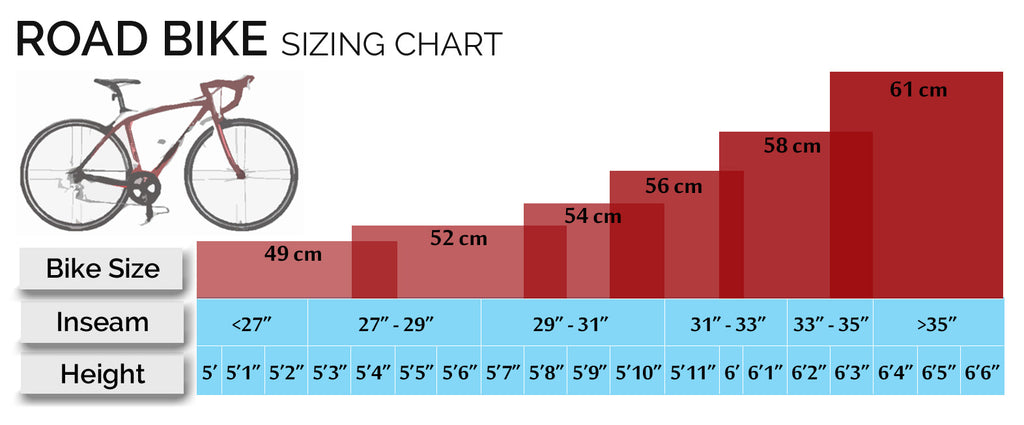 road bike size chart cm