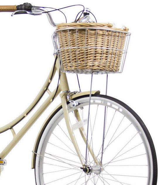 white wicker bike basket