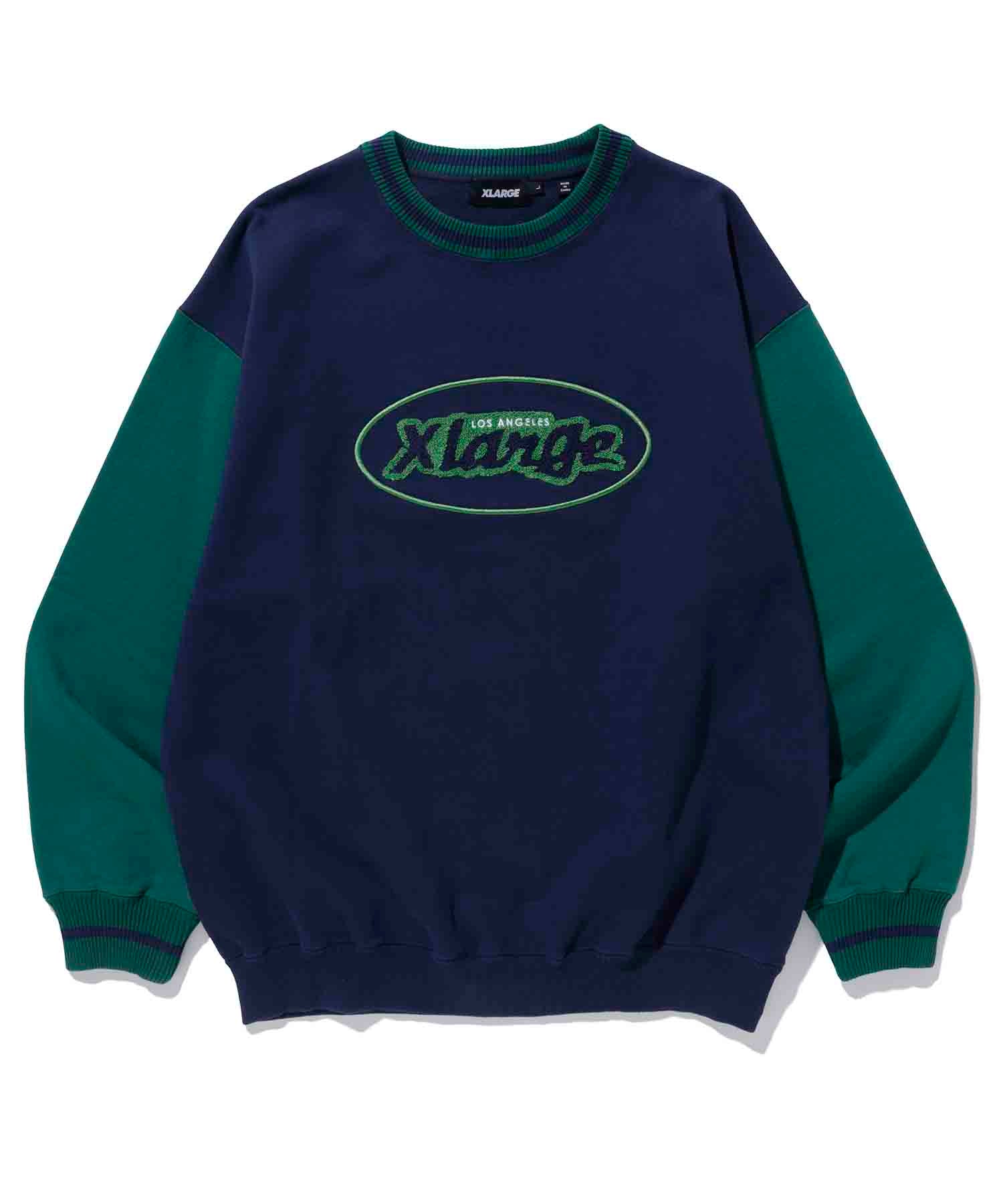 STRIPED SLEEVE TEAM LOGO CREWNECK SWEAT | XLARGE