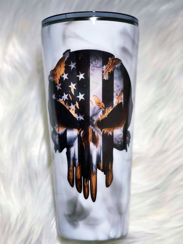 Stainless Steel Tumbler With Skull And American Flag Design - Temu