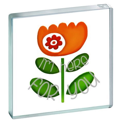 Miniature Token Red In Orange Flower "I'm Here For You"